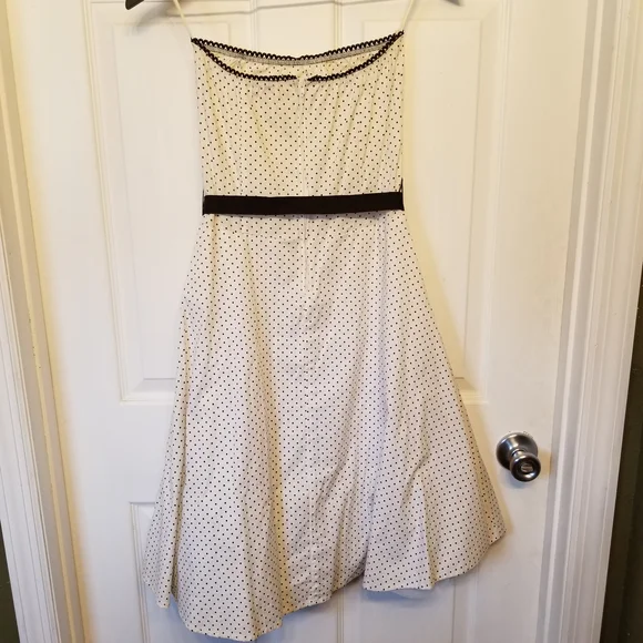 Ruby Rox Ivory Polka Dot Dress with Black Sash - Picture 6 of 7